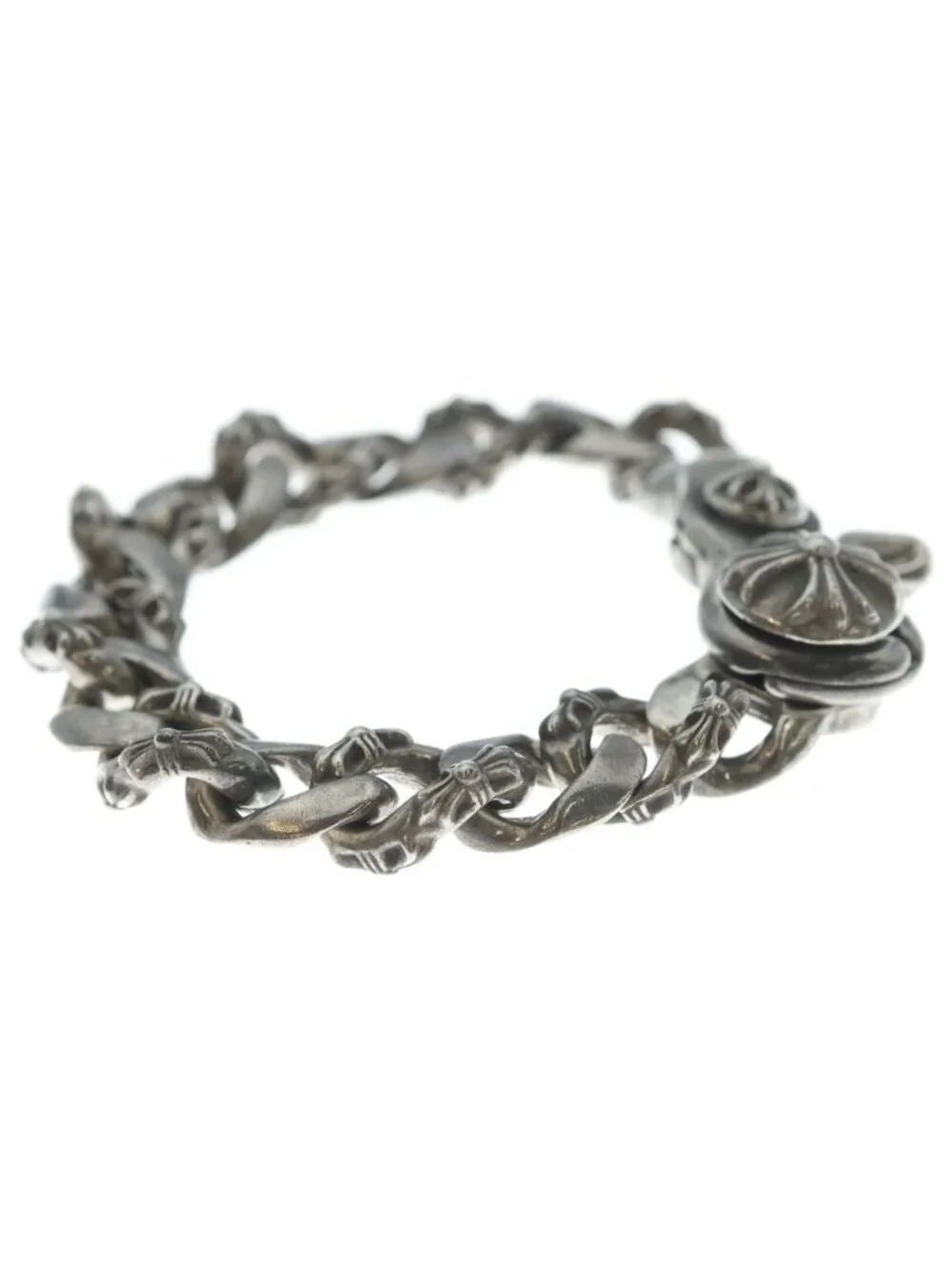Chrome Hearts Fncy Chn Lnk Fancy Link Clip Bracelet 15 Links Silver